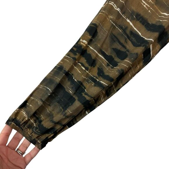 Brand New Cloth & Stone Ruffled V-Neck Animal Print Belted Midi Dress Size M - Picture 7 of 11